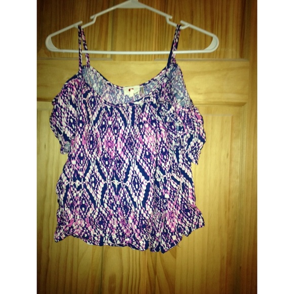 Printed Cold Shoulder Top