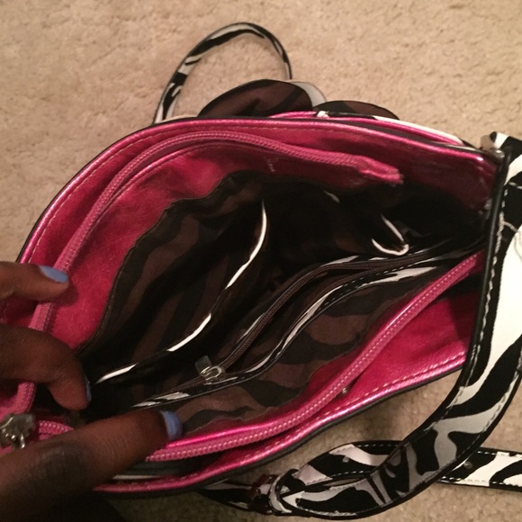 Hot pink/zebra cross body bag - Picture 3 of 3