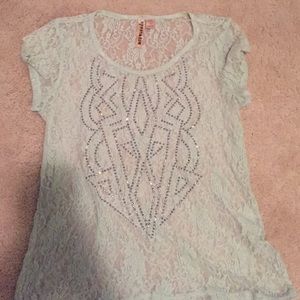 Lace bedazzled top