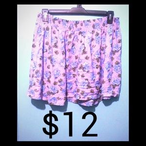 Pink floral skirt