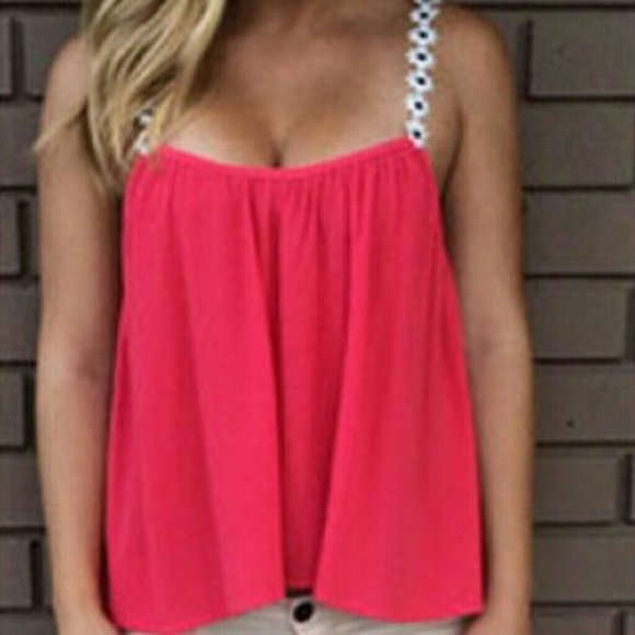 Tops - pink backless chiffon tank