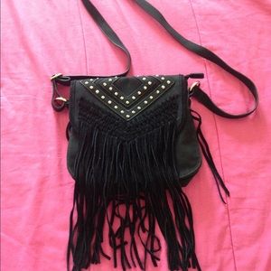 Urban Outfitters black fringe cross body purse