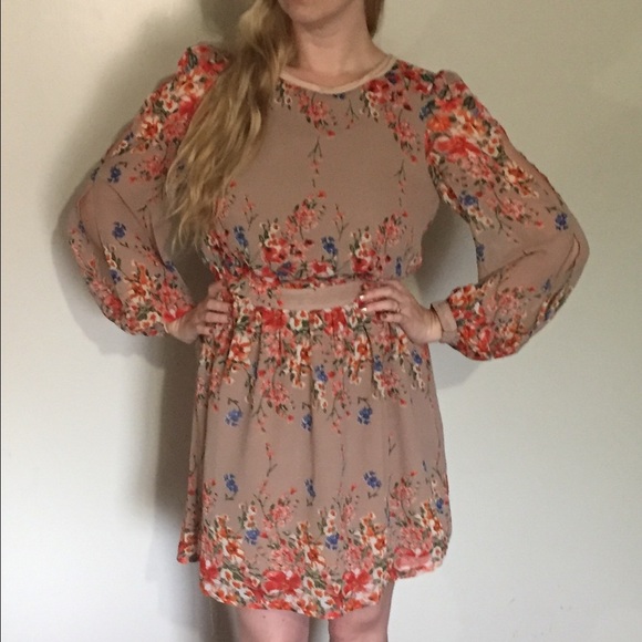 Moon collection tan floral dress