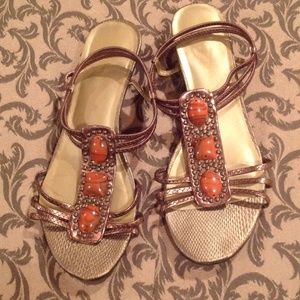 Jewel tone wedge sandals!