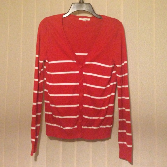 White Striped Red Sweater/Cardigan