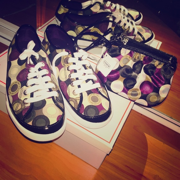 Coach sneakers with matching coin purse