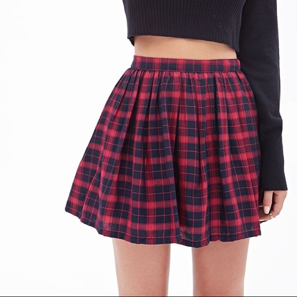 Pink plaid skirt
