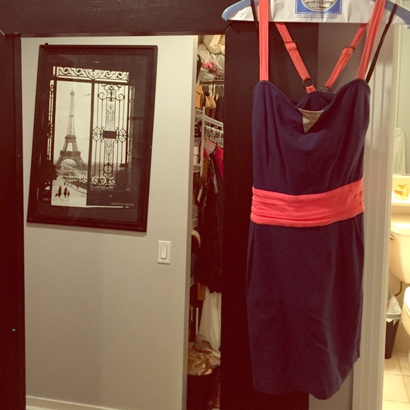 Navy and coral dress - Picture 1 of 1