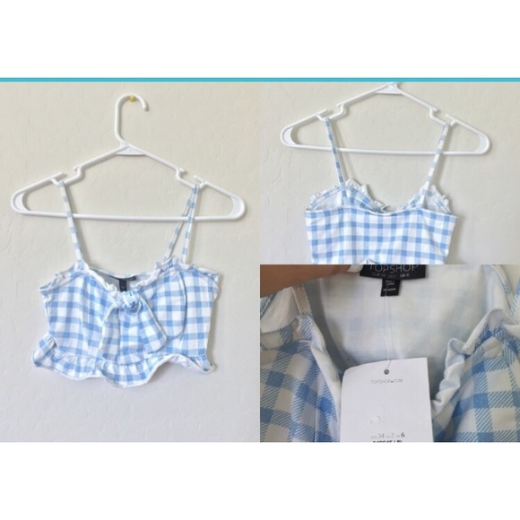 Topshop Gingham Crop Top