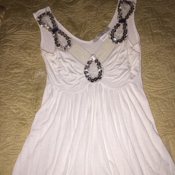Sale! Price lowered! Cream & blue embellished tops