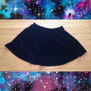 Black crushed velvet skater mini skirt