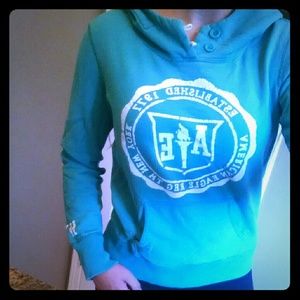 American Eagle Outfitters Teal Hooded Sweatshirt