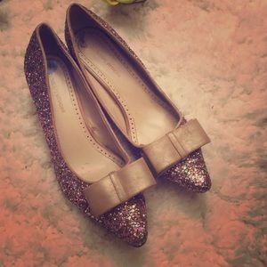 Glitter Gold Bow Pumps
