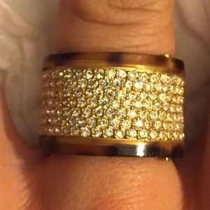 Michael Kors Gold Pave Tortoise Barrel Ring