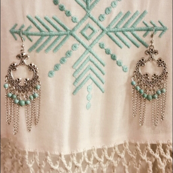 โ๏ธSOLD Turquoise & Tibetan Silver Earrings - Picture 3 of 3