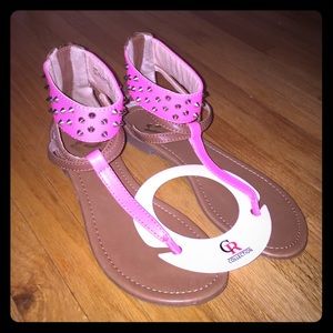 NWT Tan & Pink Studded Sandals