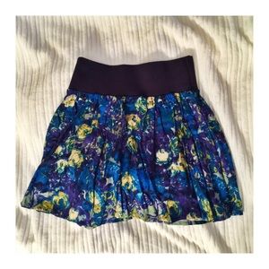 Lilly White Water Color High Waisted Elastic Skirt