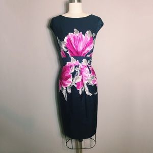 Navy Flower Patterned Dress