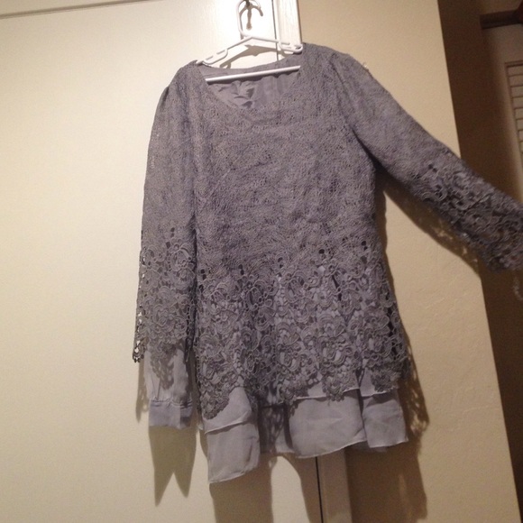 Lacey grey blouse