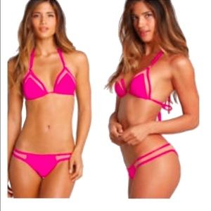 Sexy Mesh Bikini in Medium Hot Pink Bandage Bikini