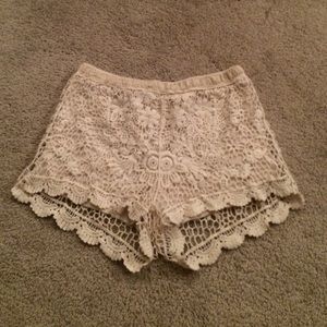 Cream L.A. Hearts Crocheted Shorts