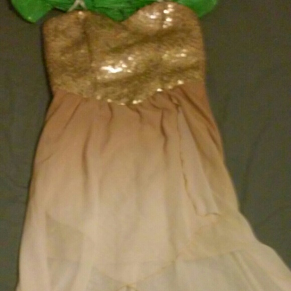 Windsor High-low Gold and White ombre prom dress