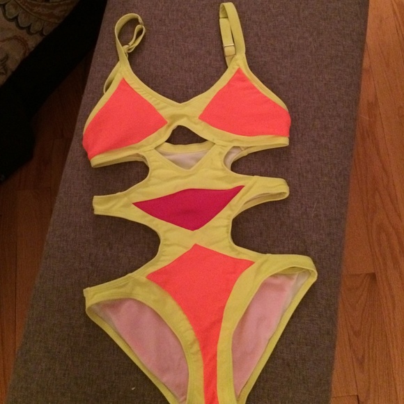 Neon, cut out bathing suit. NEVER WORN! XS - Picture 1 of 3