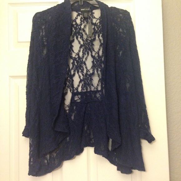 Navy Blue Lace Cardigan