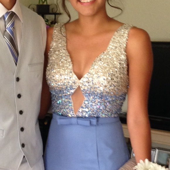 Pastel Blue Prom Dress - Picture 2 of 4