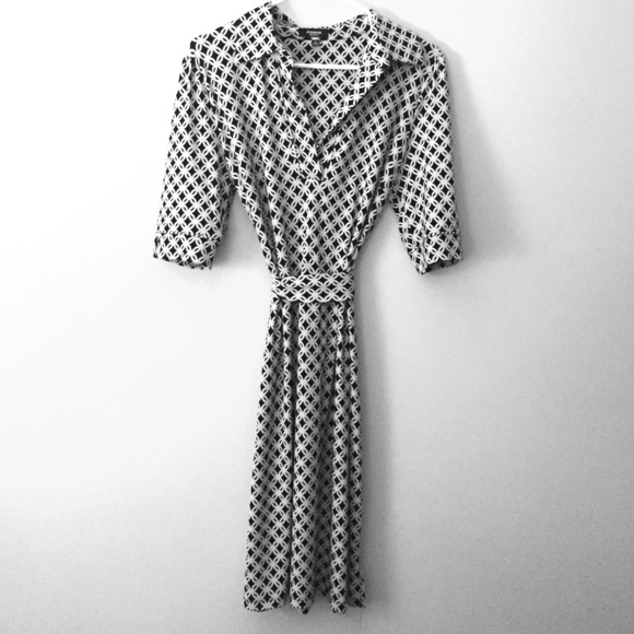Black, white & gold patterned dress