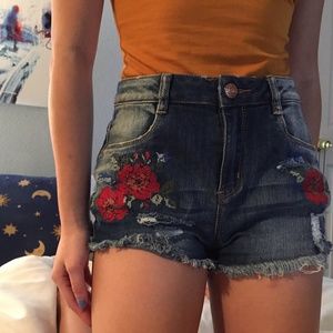 floral high waisted shorts