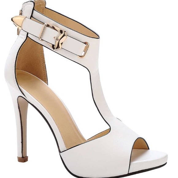 *More pics added* White t-strap heels *BRAND NEW!*