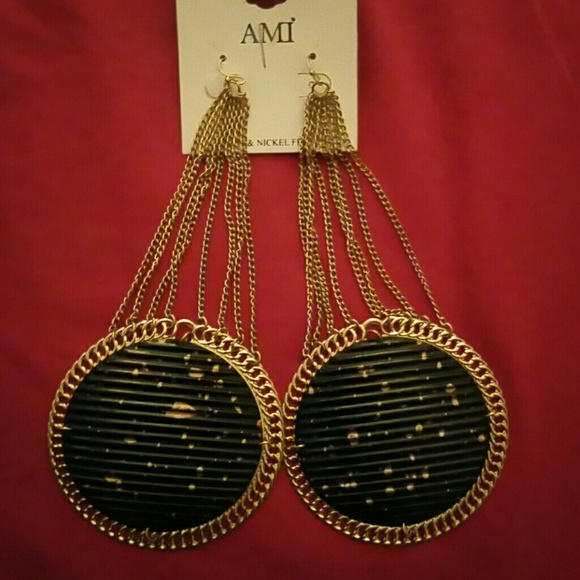 Abstract Earrings With Gold Links
