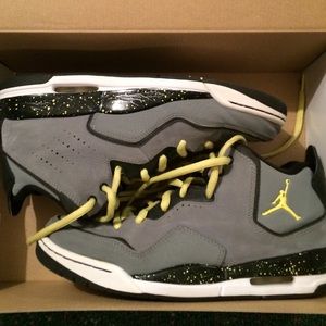 Grey and yellow Jordan's