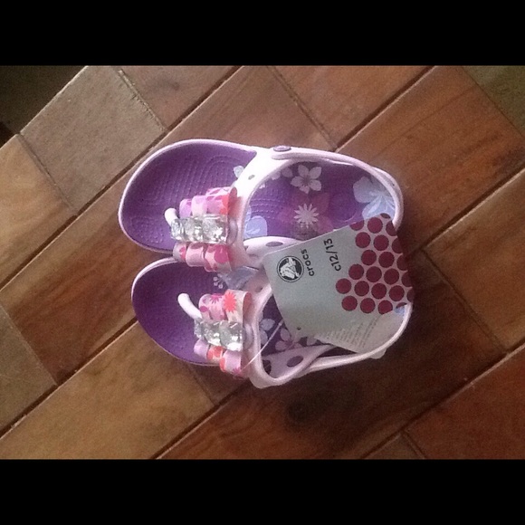 crocs Shoes - Girls crocs pink, white and purple.