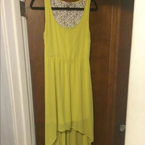 Flirty and slimming Lime green high-low dress
