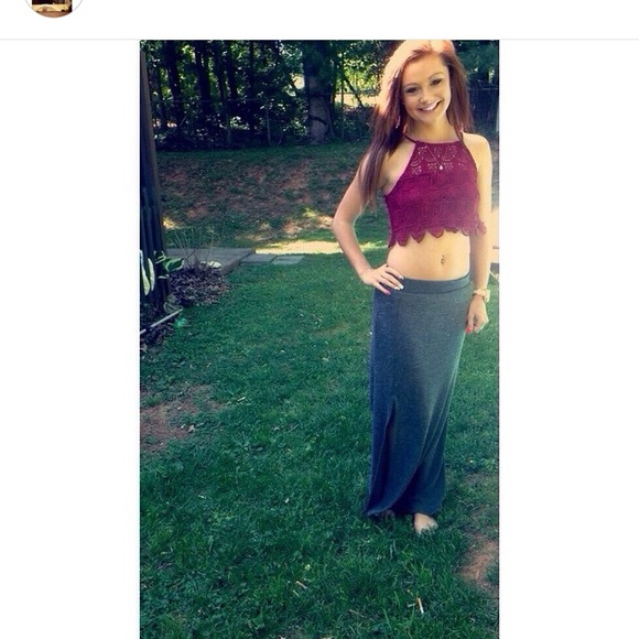 Maroon crochet crop top