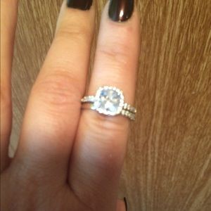 2carat CZ wedding ring set/ 2 pieces