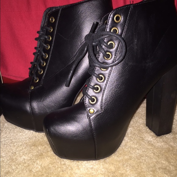 Black platform booties size 8
