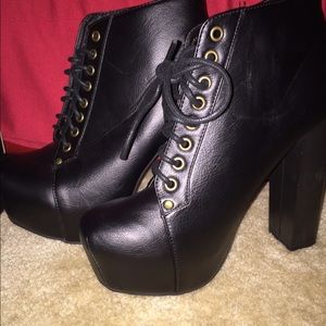 Black platform booties size 8