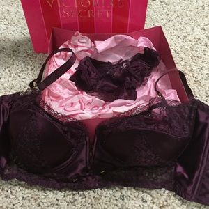 Victoria's Secret rich purple laced bra & panties