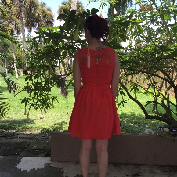 Beaded collar coral dress - Picture 2 of 4