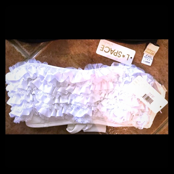 RARE L*Space Bandeau Ruffle swim top