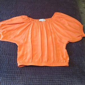 Orange off shoulder silk Blouse