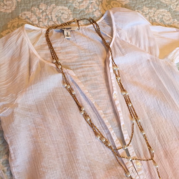 White Linen Inspired Sheer Top - Picture 3 of 4