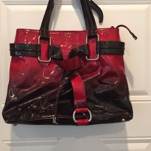 Shiny red planner tote.