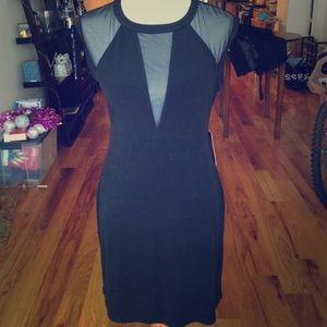 Express V-neck mesh little black dress
