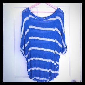 Blue and white striped sweater