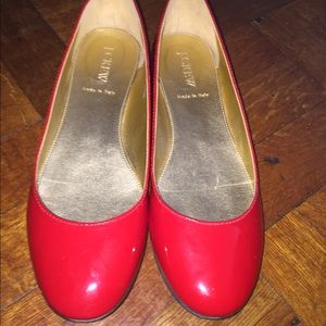 J. Crew red leather ballet flats🎈