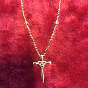 1/10 ct tw Sterling Silver Cross Necklace